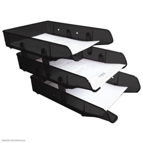 Bandeja Porta Papel Artesco Premium 3 Pisos Negro