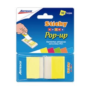 Banderitas Adhesivas Artesco Pop Up Amarillo Neón 50 Hojas