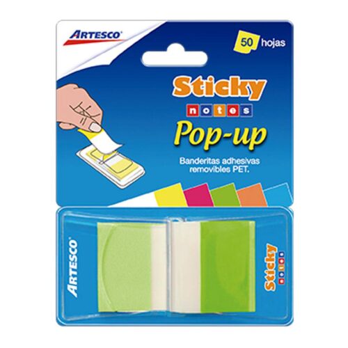 Banderitas Adhesivas Artesco Pop Up Verde Neón 50 Hojas