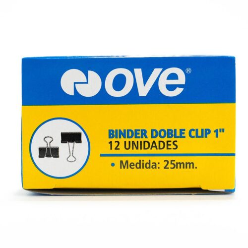 Binder Doble Clip Ove 25 Mm Caja X 12 Und