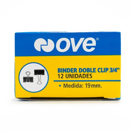 Binder Doble Clip Ove 3/4'' 19 Mm Caja X 12 Und