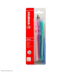 Bolígrafo Stabilo Liner X 3 Und Verde/Violeta/Rosado