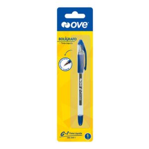 Bolígrafo Ove Go1 Azul Con Grip Tinta Líquida X 1 Und