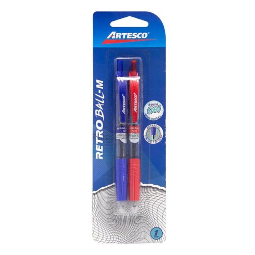 Bolígrafo Artesco Retráctil Retro Ball-M Rojo Y Azul