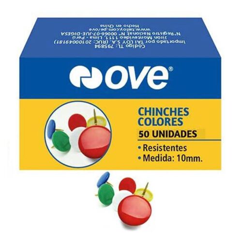 Chinches De Colores Ove 10 Mm X 50 Und