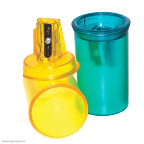 Tajador De Plástico Kum Neón Con Depósito Cilíndrico X 1 Und