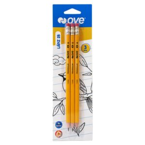 Lápiz 2B Amarillo Ove Con Borrador X 3 Und