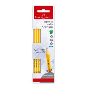 Lápiz 2B Amarillo Faber Castell Titan Con Borrador X 3 Und