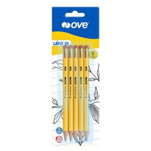 Lápiz 2B Amarillo Ove Con Borrador Blíster X 5 Und