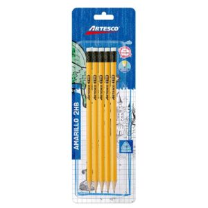 Lápiz 2Hb Amarillo Artesco Con Borrador Blíster X 5 Und