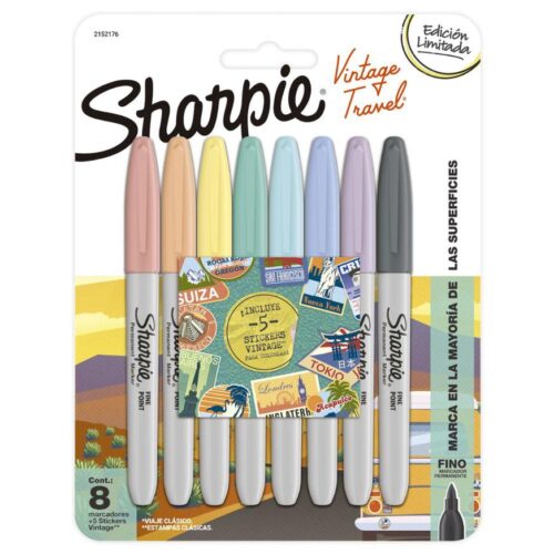Plumón Indeleble Delgado Sharpie Vintage Punta Fina X 8 Und