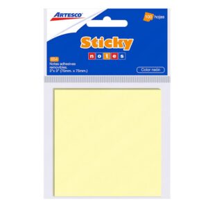 Notas Adhesivas Artesco 75 X 75 Mm Amarillo Pastel 100 Hojas
