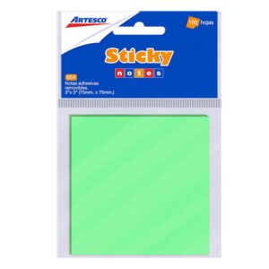 Notas Adhesivas Artesco 75 X 75 Mm Verde Pastel 100 Hojas