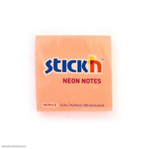 Notas Adhesivas Stick'N Notes 76 X 76 Mm Naranja Neón 100 Hojas