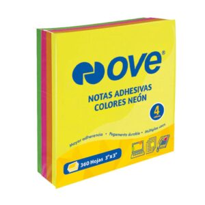 Notas Adhesivas Ove 76 X 76 Mm Colores Neón 360 Hojas