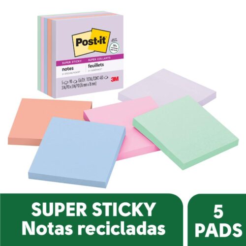 Notas Adhesivas 3M Post-It Super Sticky 76 X 76 Mm Colores Frutales 450 Hojas