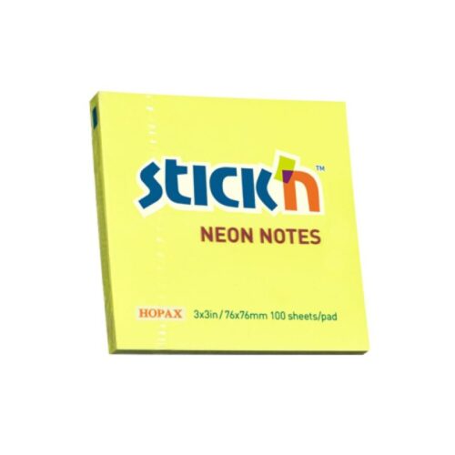 Notas Adhesivas Stick'N Notes 76 X 76 Mm Amarillo Neón 100 Hojas