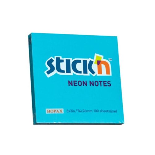 Notas Adhesivas Stick'N Notes 76 X 76 Mm Celeste Neón 100 Hojas