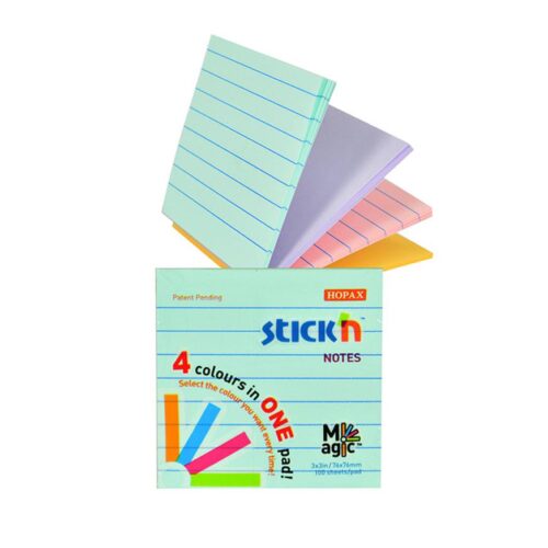Notas Adhesivas Stick'N Notes Magic 76 X 76 Mm Rayado Pastel 100 Hojas