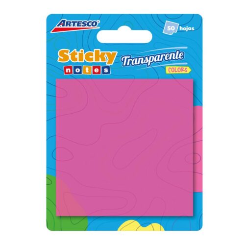 Notas Adhesivas Artesco 75 X 75 Mm Fucsia Transparente 50 Hojas