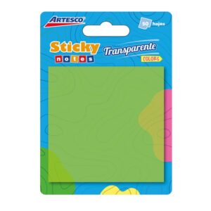 Notas Adhesivas Artesco 75 X 75 Mm Verde Transparente 50 Hojas