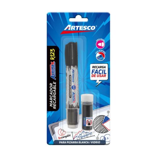 Plumón Para Pizarra + Cartucho De Repuesto Artesco Acrimax R123 Negro X 1 Und