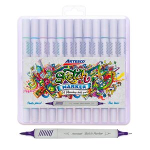 Plumón Delgado Artesco Sketch Marker Doble Punta X 24 Und