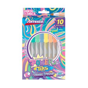 Plumón Artesco Power Tips Colores Pastel X 10 Unidades