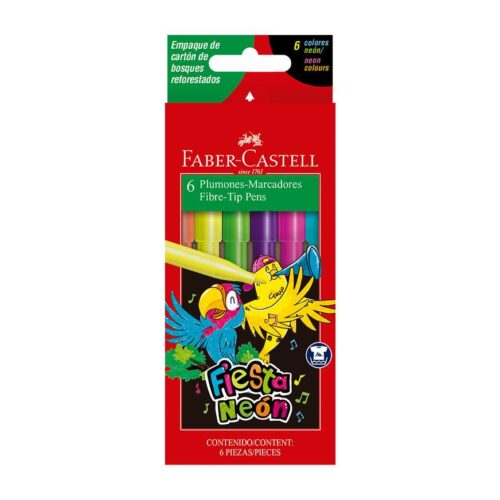 Plumón Delgado Faber Castell Fiesta 45 Neón X 6 Und
