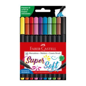 Plumón Delgado Faber Castell Supersoft Punta Pincel X 10 Und