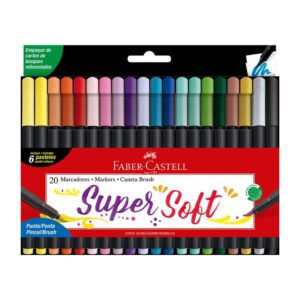 Plumón Delgado Faber Castell Supersoft Punta Pincel X 20 Und