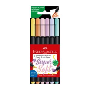 Plumón Delgado Faber Castell Supersoft Punta Pincel X 6 Und