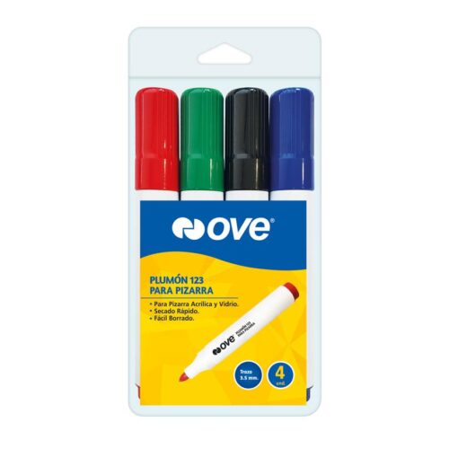 Plumón Para Pizarra Ove 123 X 4 Colores