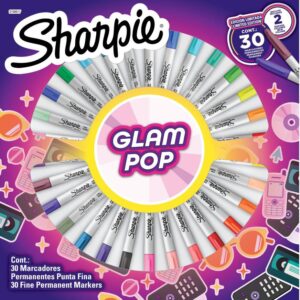 Plumón Permanente Delgado Sharpie Glam Pop Ruleta Punta Fina X 30 Und
