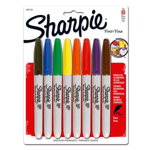 Plumón Indeleble Delgado Sharpie Clásico Punta Fina X 8 Und