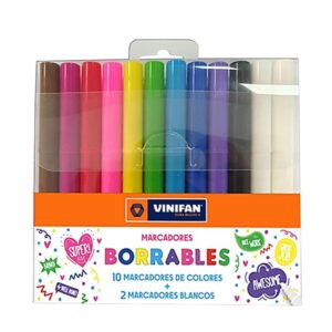 Plumón Delgado Vinifan Borrable Estuche X 12 Und