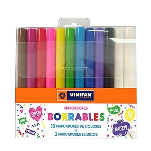 Plumón Delgado Vinifan Borrable Estuche X 12 Und