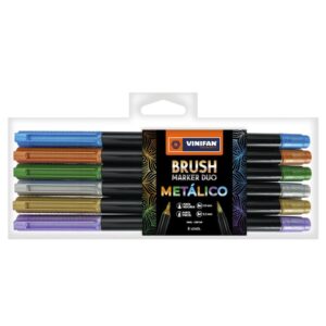 Plumón Vinifan Brush Dúo Metálicos X 6 Und