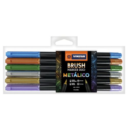 Plumón Vinifan Brush Dúo Metálicos X 6 Und