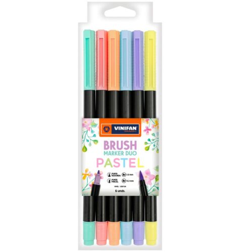 Plumón Vinifan Brush Dúo Pastel X 6 Und