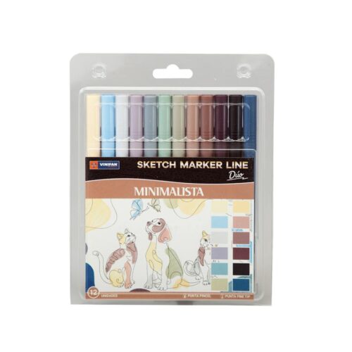 Plumón Vinifan Sketch Marker Line Minimalista X 12 Und