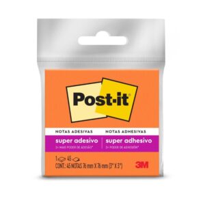 Notas Adhesivas 3M Post-It Super Sticky 76 X 76 Mm Naranja 45 Hojas