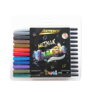 Marcadores Artesco Dual Brush Metálicos X 12