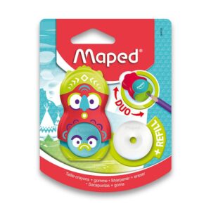 Tajador Simple De Plástico Maped Con Depósito + Borrador Loopy Fancy X 1 Und