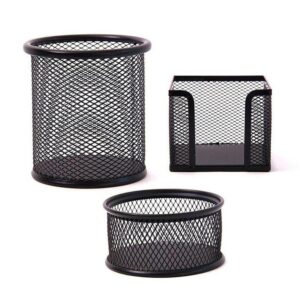 Set De Escritorio Ove Tipo Rejilla Negro 3 Piezas