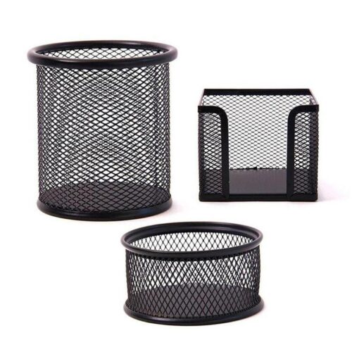 Set De Escritorio Ove Tipo Rejilla Negro 3 Piezas