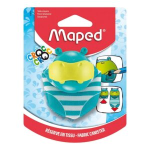 Tajador Simple De Plástico Maped Croc Hipopótamo Con Depósito