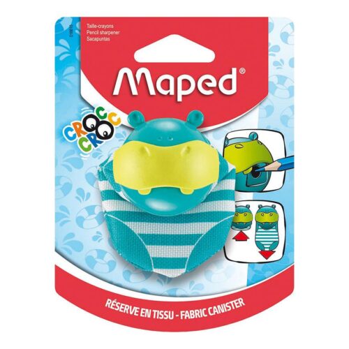 Tajador Simple De Plástico Maped Croc Hipopótamo Con Depósito