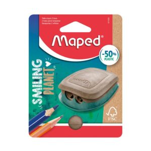 Tajador Doble De Plástico Maped Smiling Planet Con Depósito