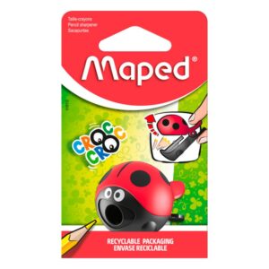 Tajador Simple De Plástico Maped Croc Mariquita Con Depósito X 1 Und
